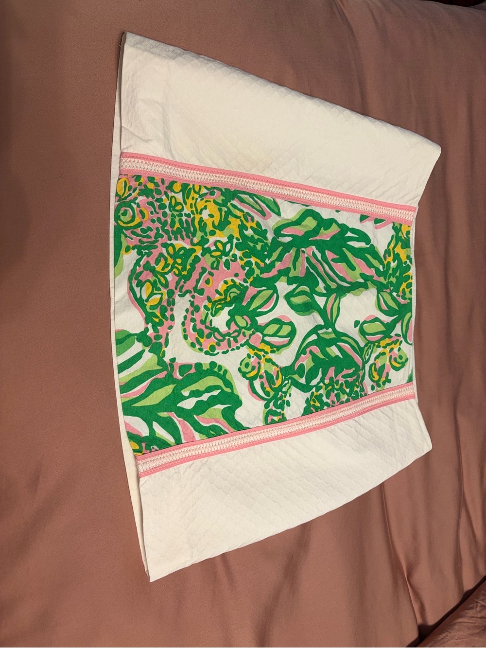 Lilly Pulitzer White Skirt with Green and Pink Tropical Print